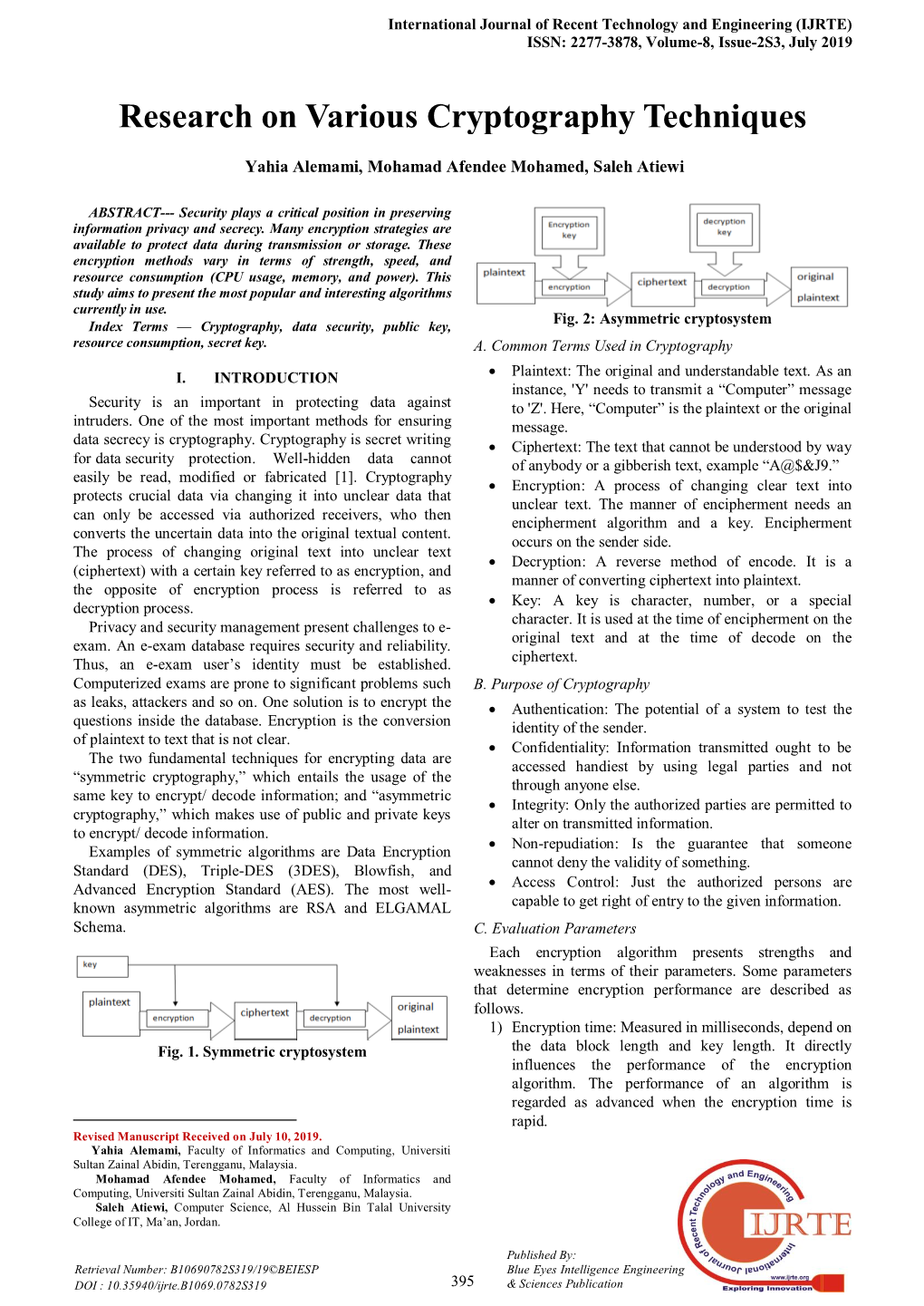 Research on Various Cryptography Techniques