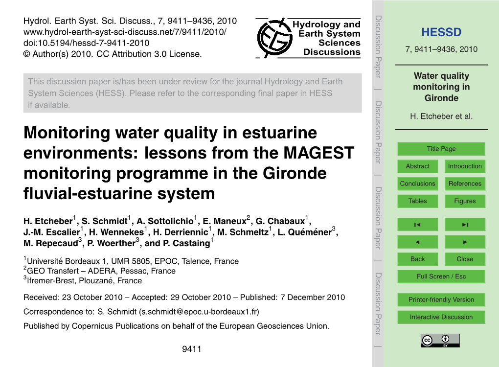Water Quality Monitoring in Gironde