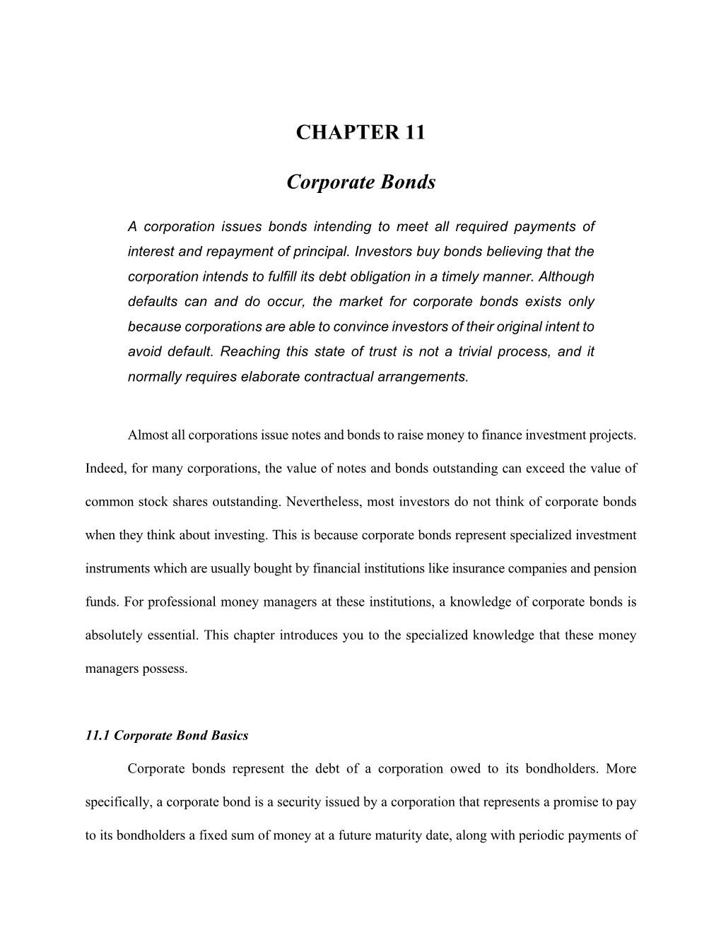 Chapter 11 Corporate Bonds End of Chapter Questions and Problems