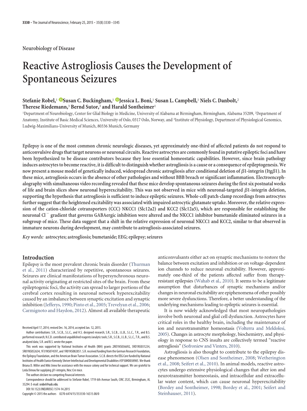 Reactive Astrogliosis Causes the Development of Spontaneous Seizures