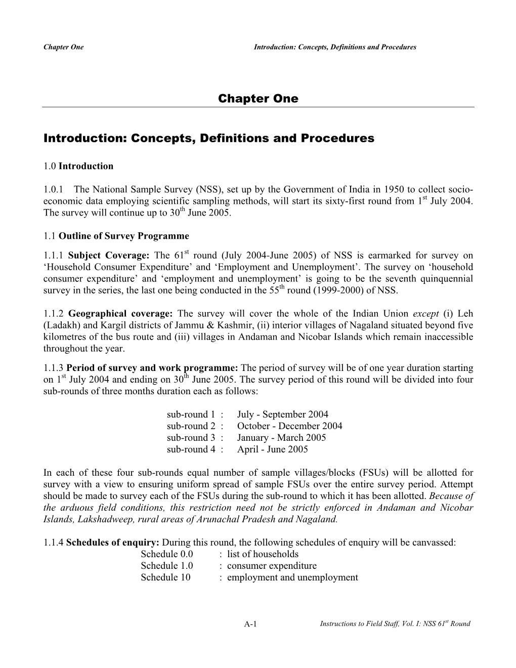 Chapter One Introduction: Concepts, Definitions and Procedures