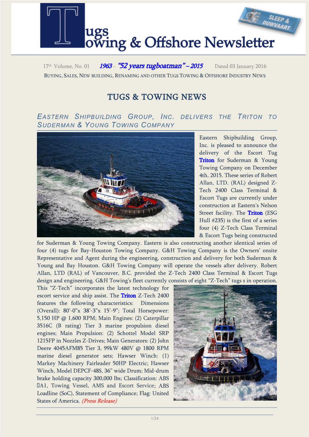 Tugs & Towing News