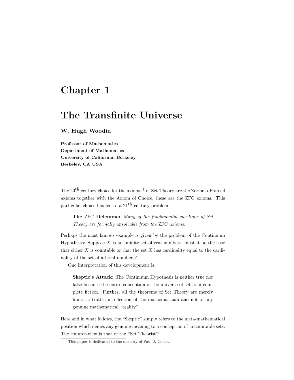 The Transfinite Universe