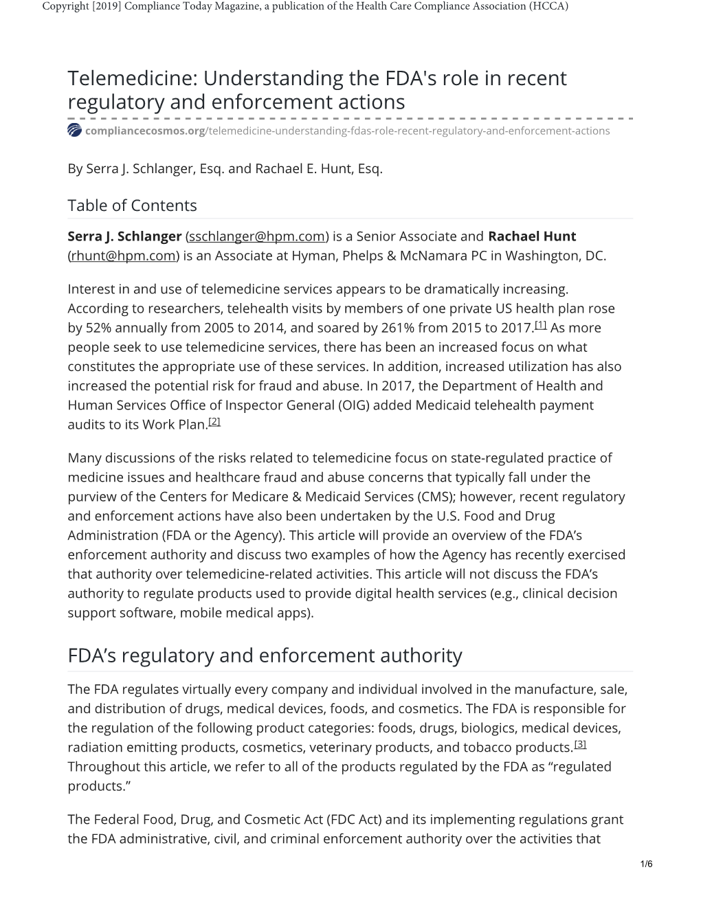 Telemedicine: Understanding the FDA's Role in Recent Regulatory and Enforcement Actions