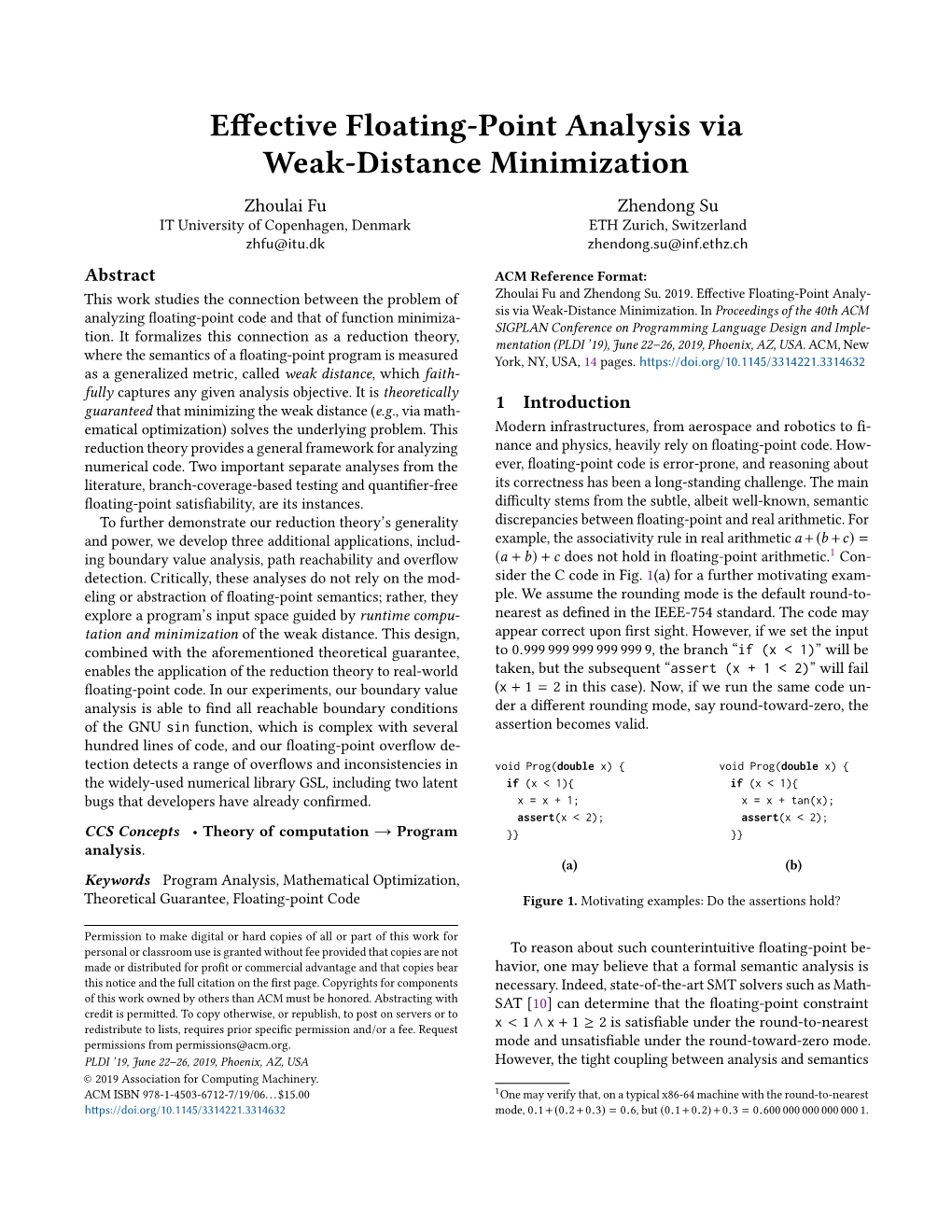 Effective Floating-Point Analysis Via Weak-Distance