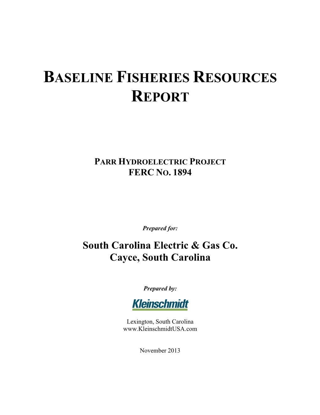 Baseline Fisheries Resources Report