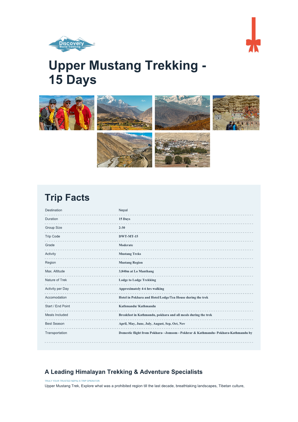 Upper Mustang Trekking - 15 Days