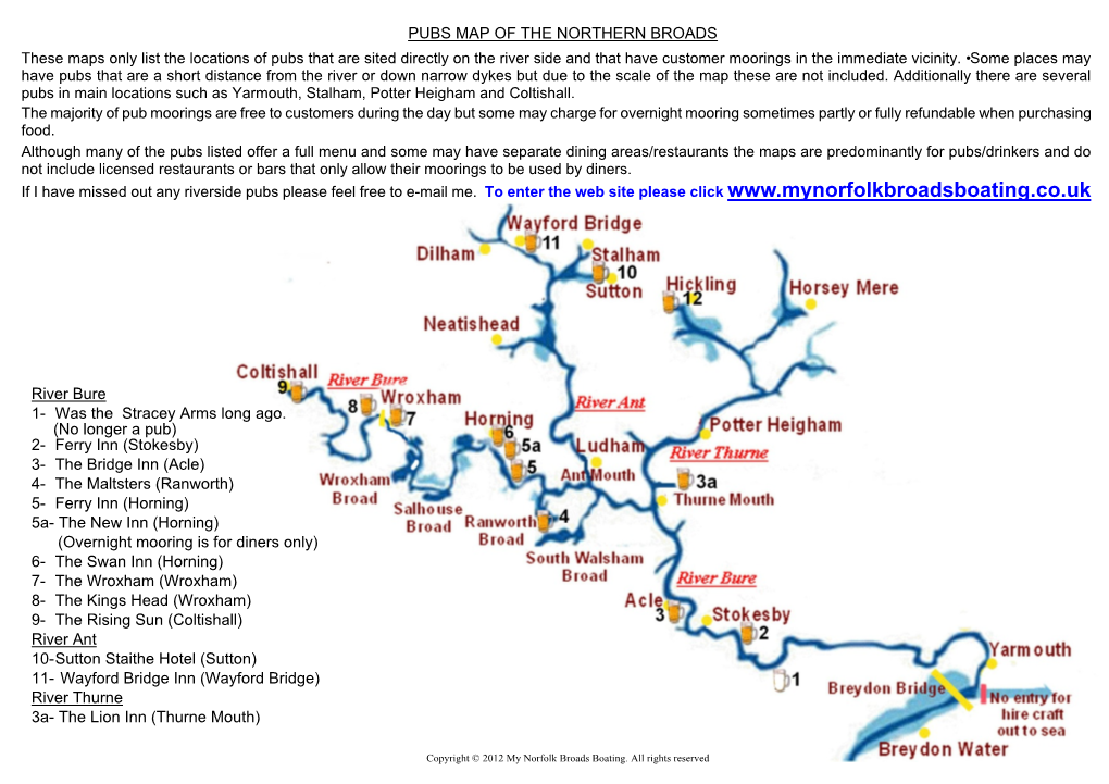 Pubs Map of the Northern