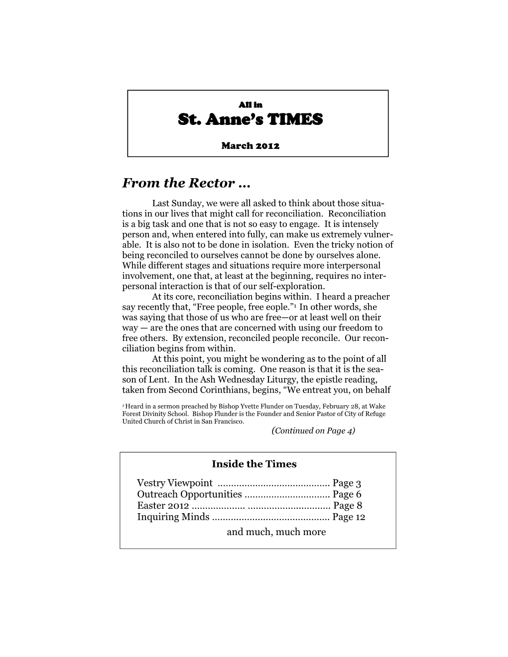 St. Anne's TIMES