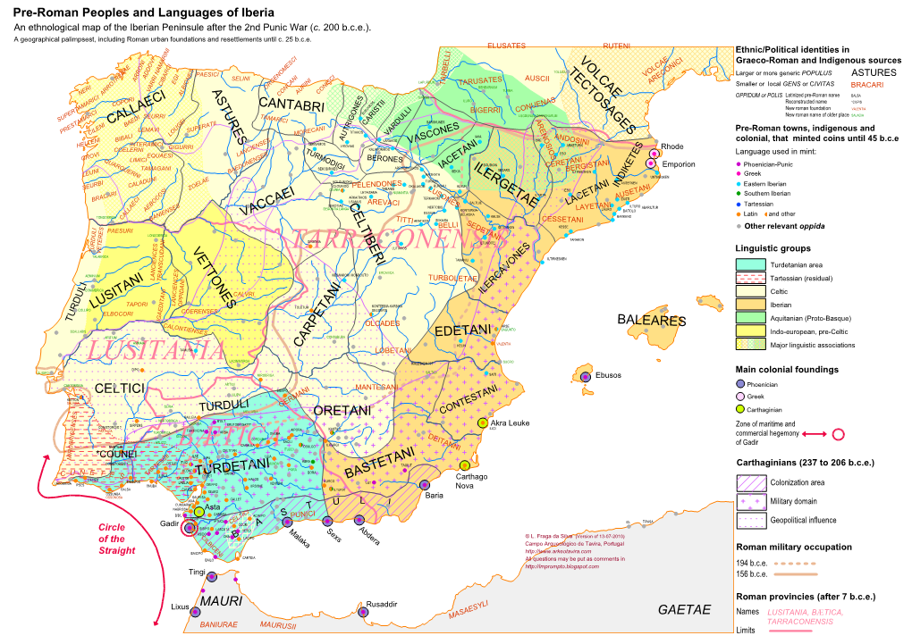 Pre-Roman Peoples and Languages of Iberia an Ethnological Map of the Iberian Peninsule After the 2Nd Punic War (C