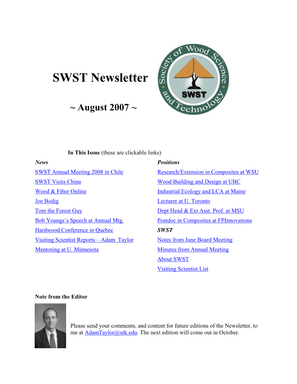 August 2006 Newsletter