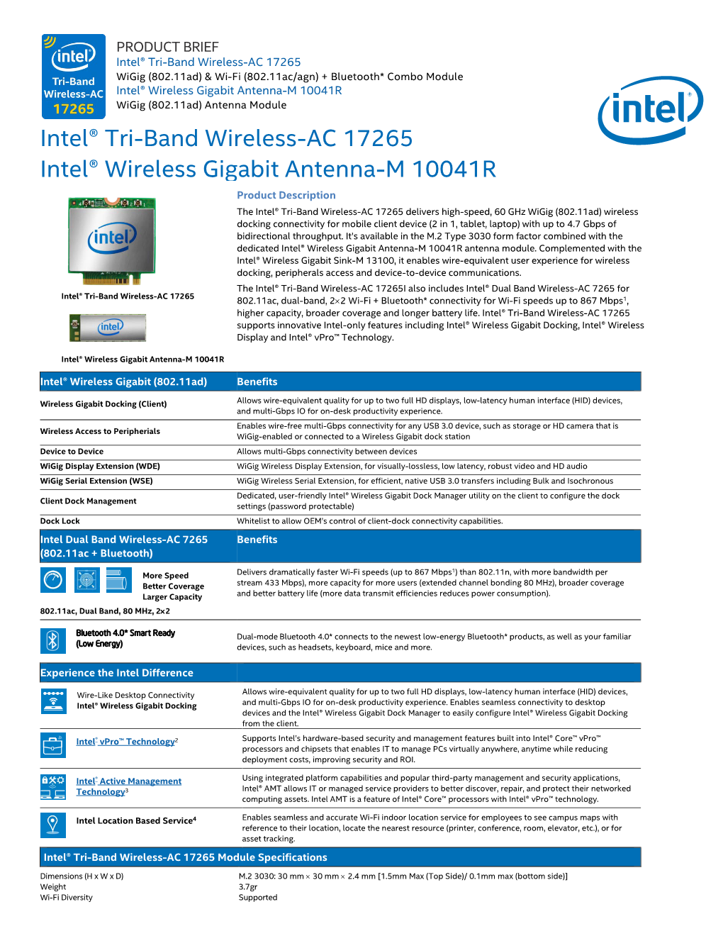 Intel® Tri-Band Wireless-AC 17265
