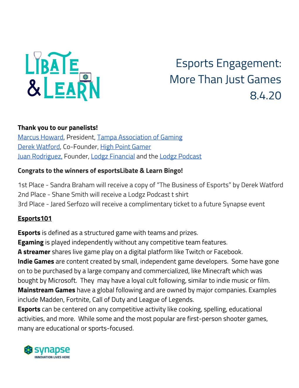 Esports Engagement: More Than Just Games 8.4.20