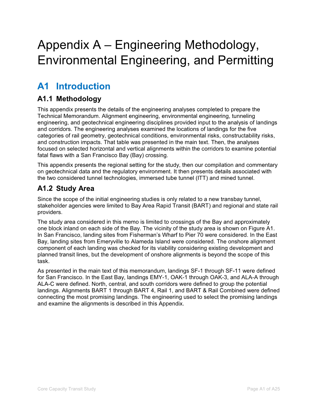 Appendix a – Engineering Methodology, Environmental Engineering, and Permitting