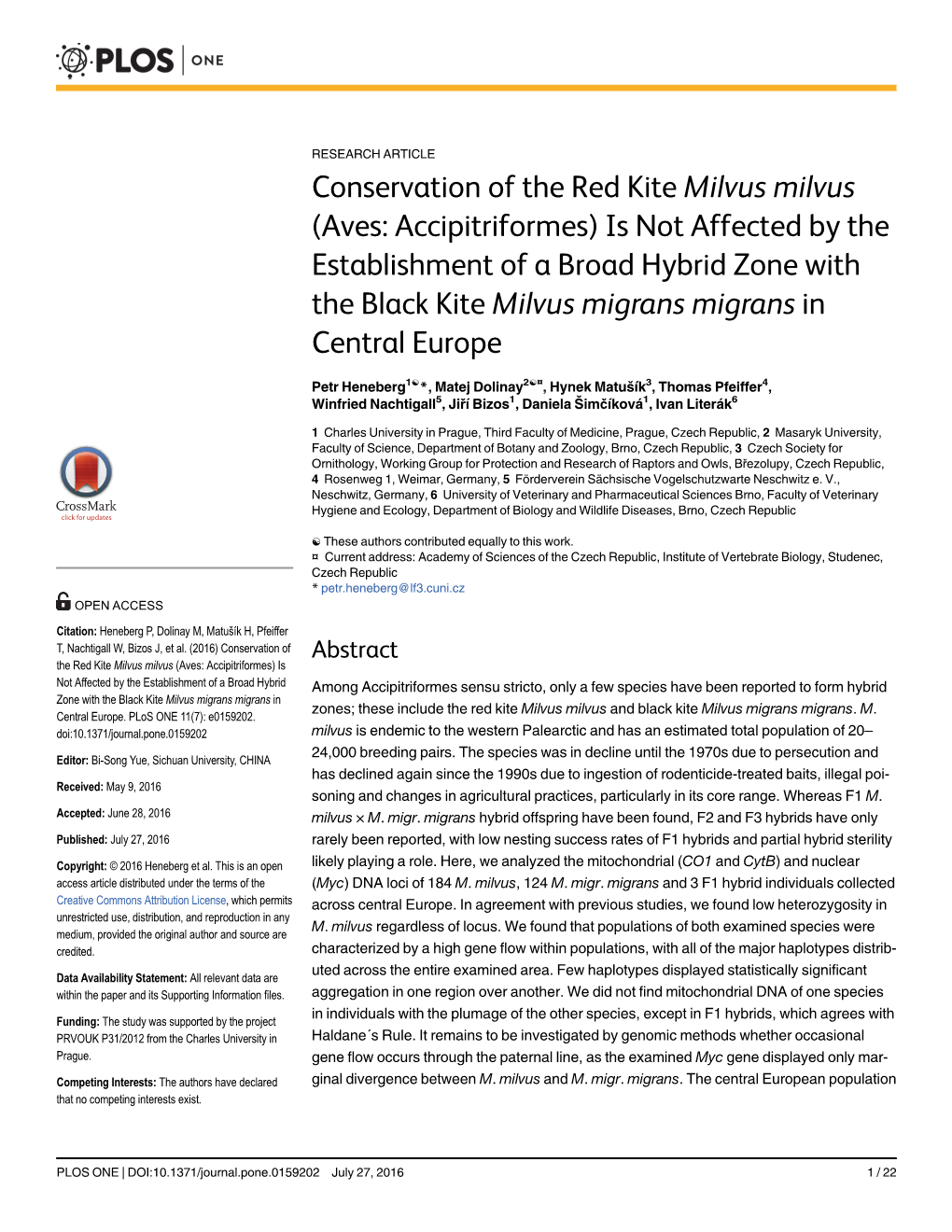 Conservation of the Red Kite Milvus Milvus (Aves: Accipitriformes) Is Not