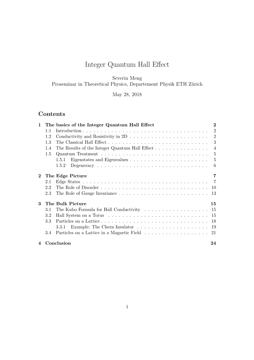 Integer Quantum Hall Effect