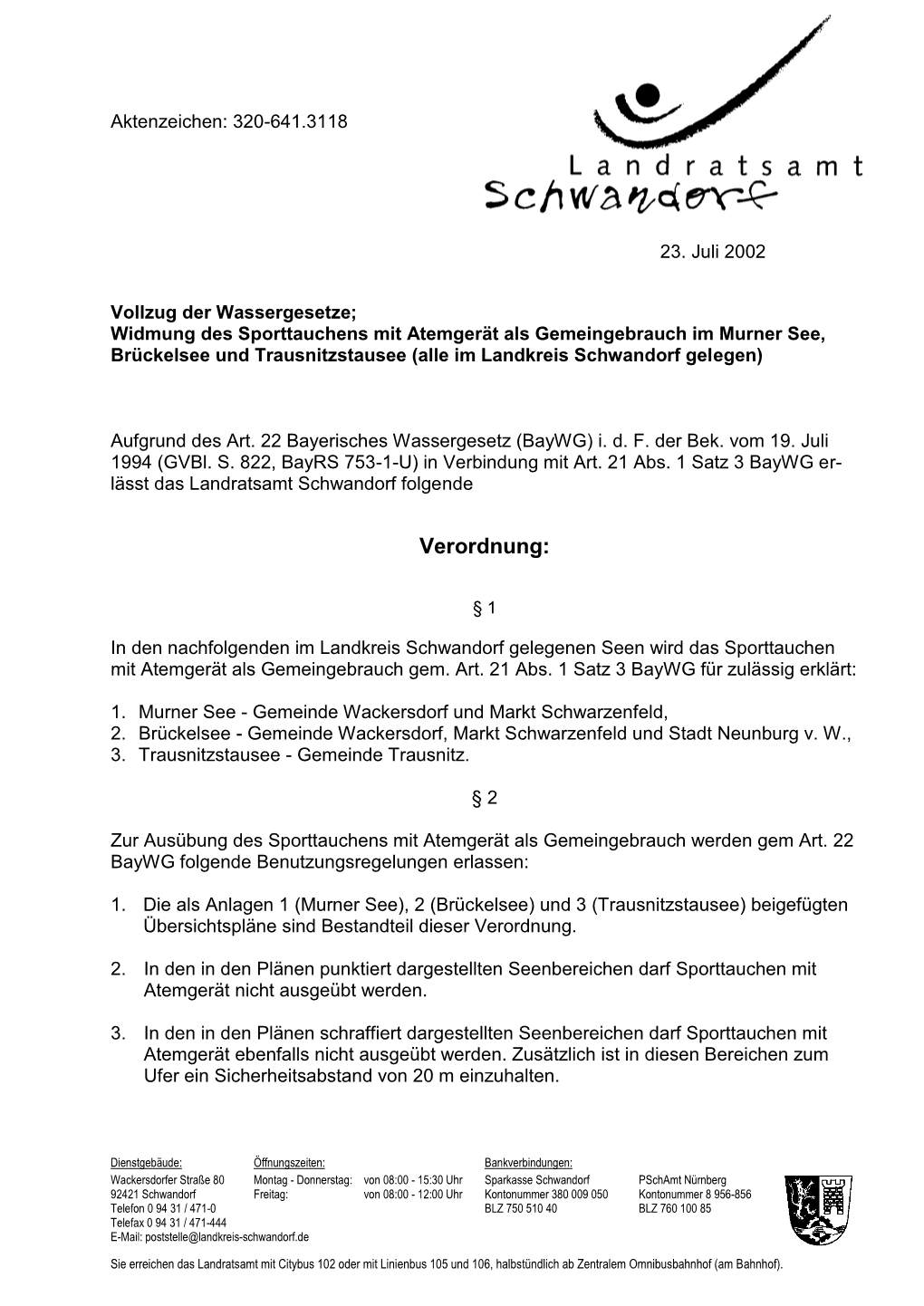 Verordnung Des Landratsamts Schwandorf
