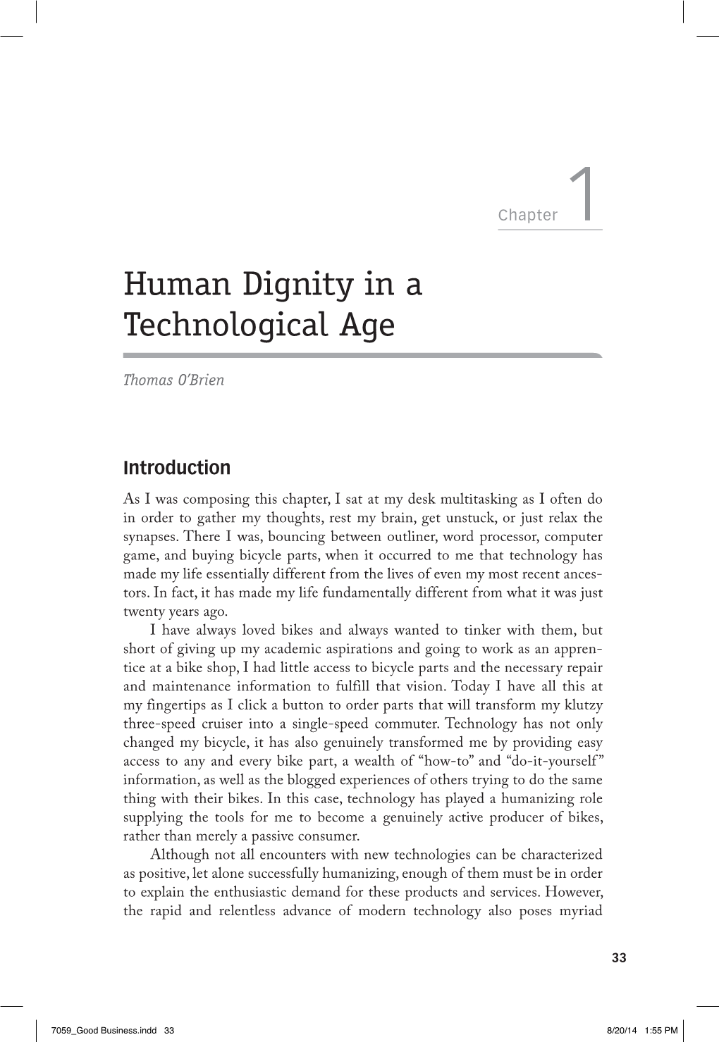 Human Dignity in a Technological Age