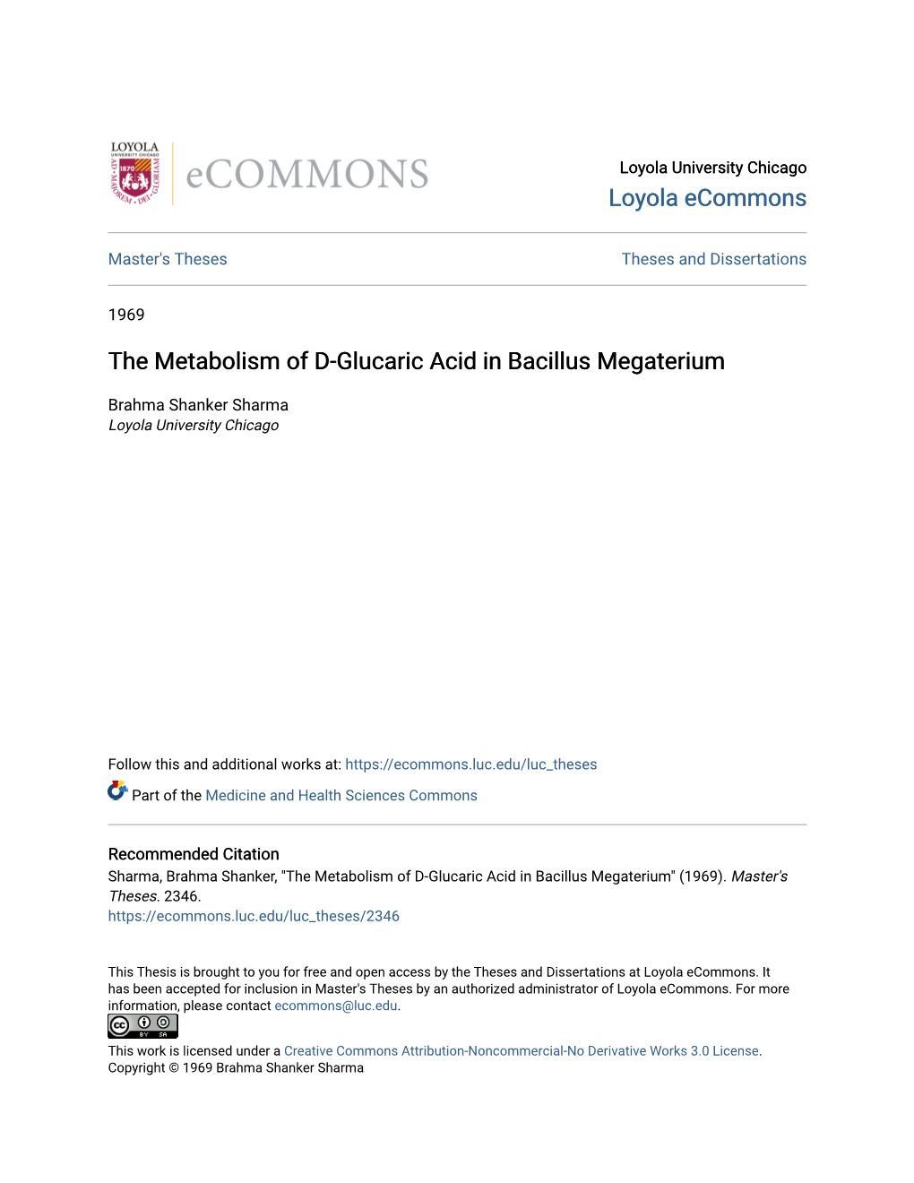 The Metabolism of D-Glucaric Acid in Bacillus Megaterium