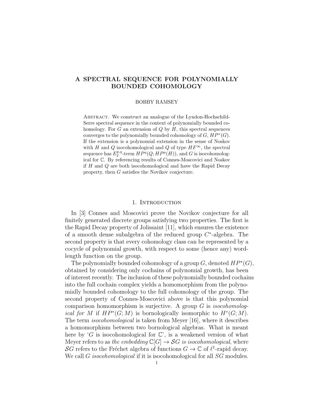 A Spectral Sequence for Polynomially Bounded Cohomology