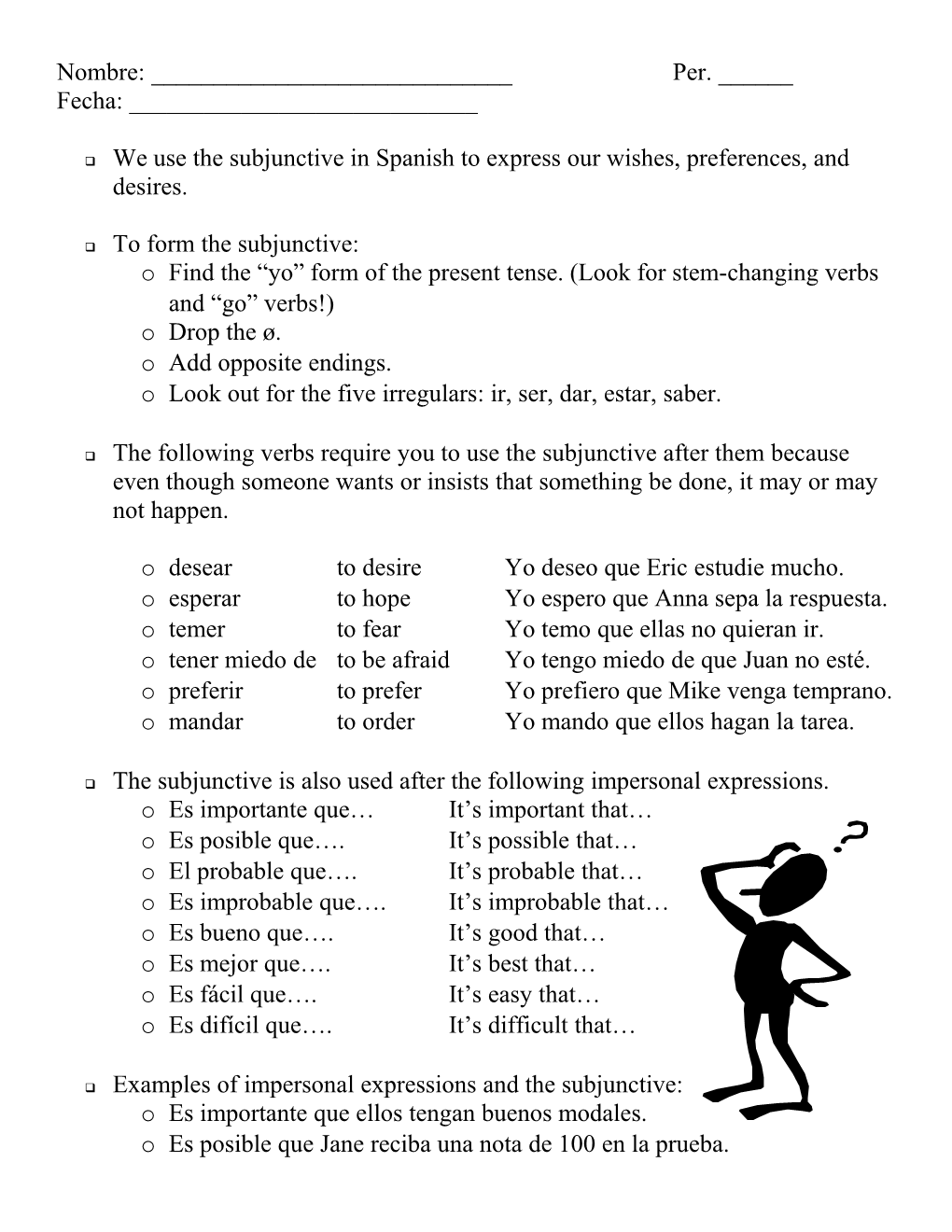 Q We Use the Subjunctive in Spanish to Express Our Wishes, Preferences, and Desires