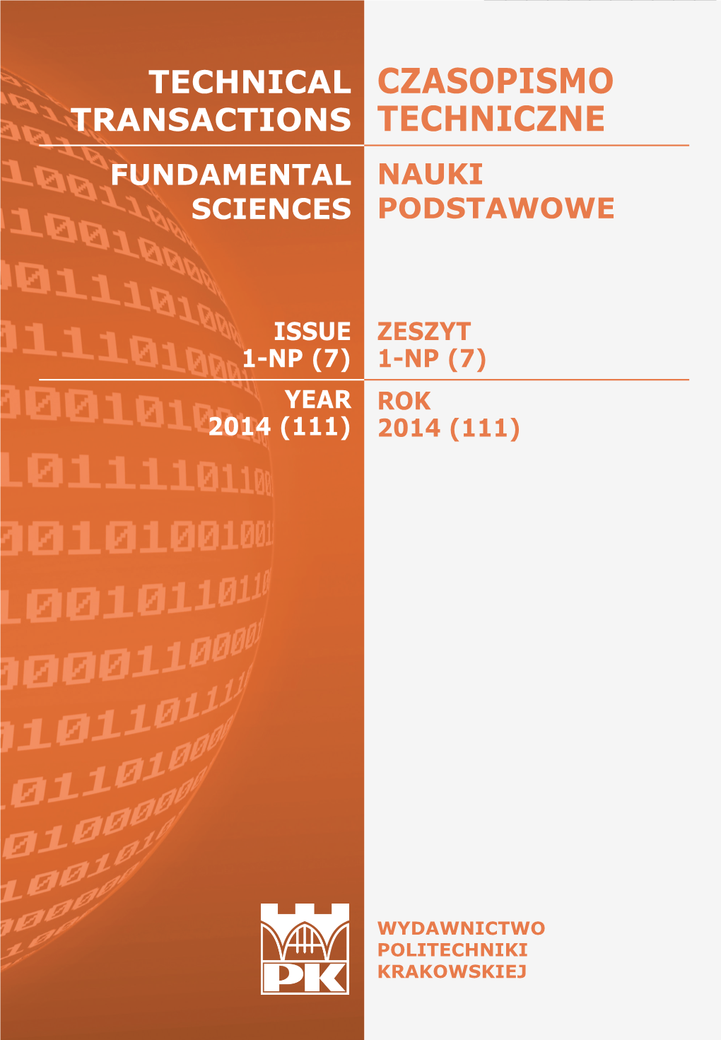 Technical Transactions Iss. 7. Fundamental Sciences Iss. 1-NP