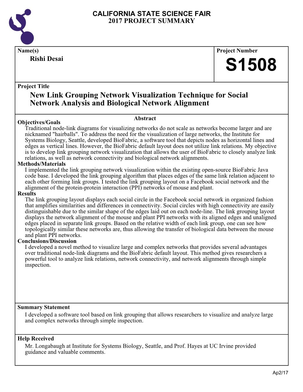 New Link Grouping Network Visualization Technique for Social Network Analysis and Biological Network Alignment