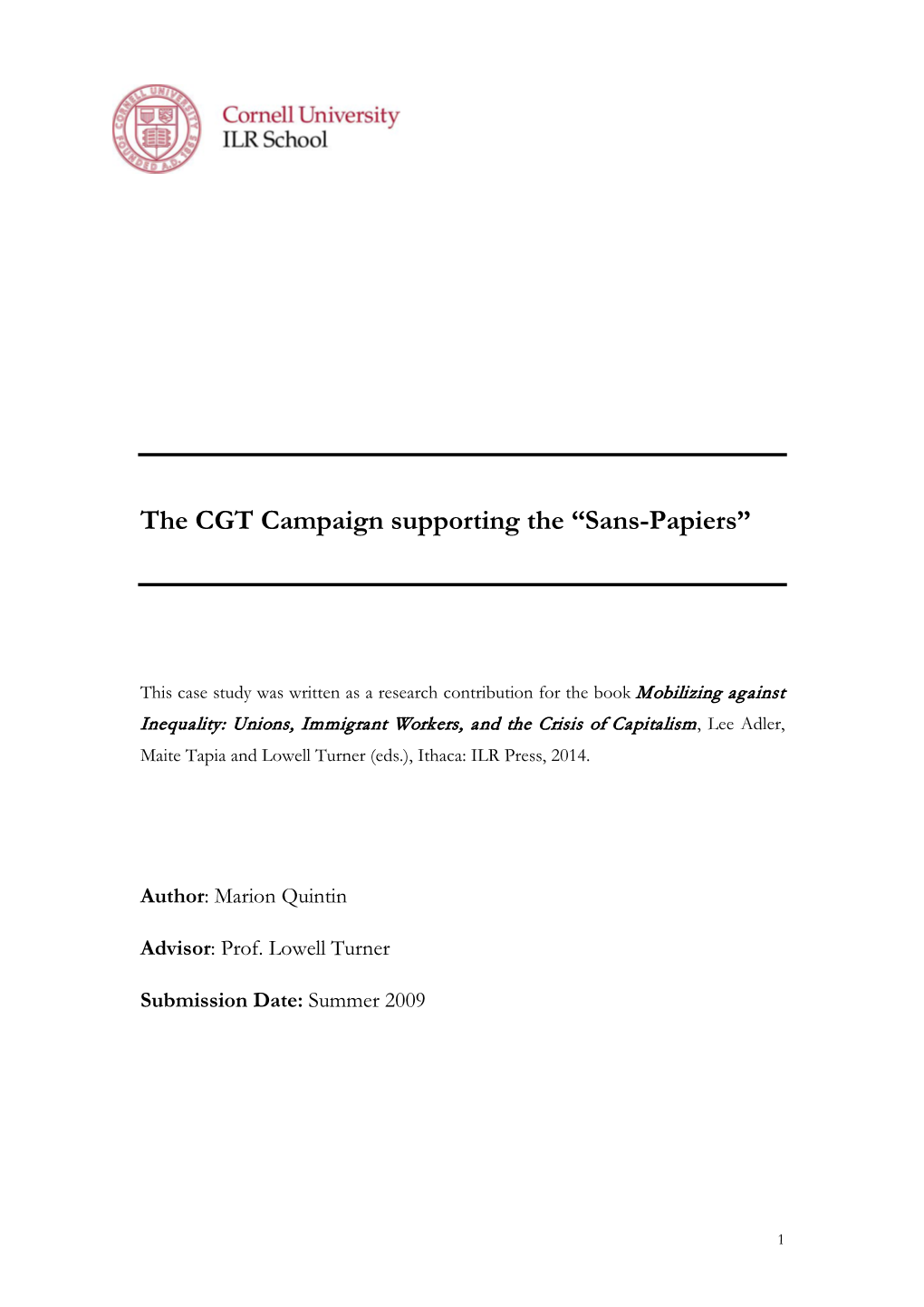 The CGT Campaign Supporting the “Sans-Papiers”