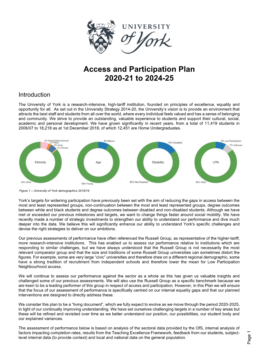 University of York: Access and Participation Plan 2020/21 to 2024/25