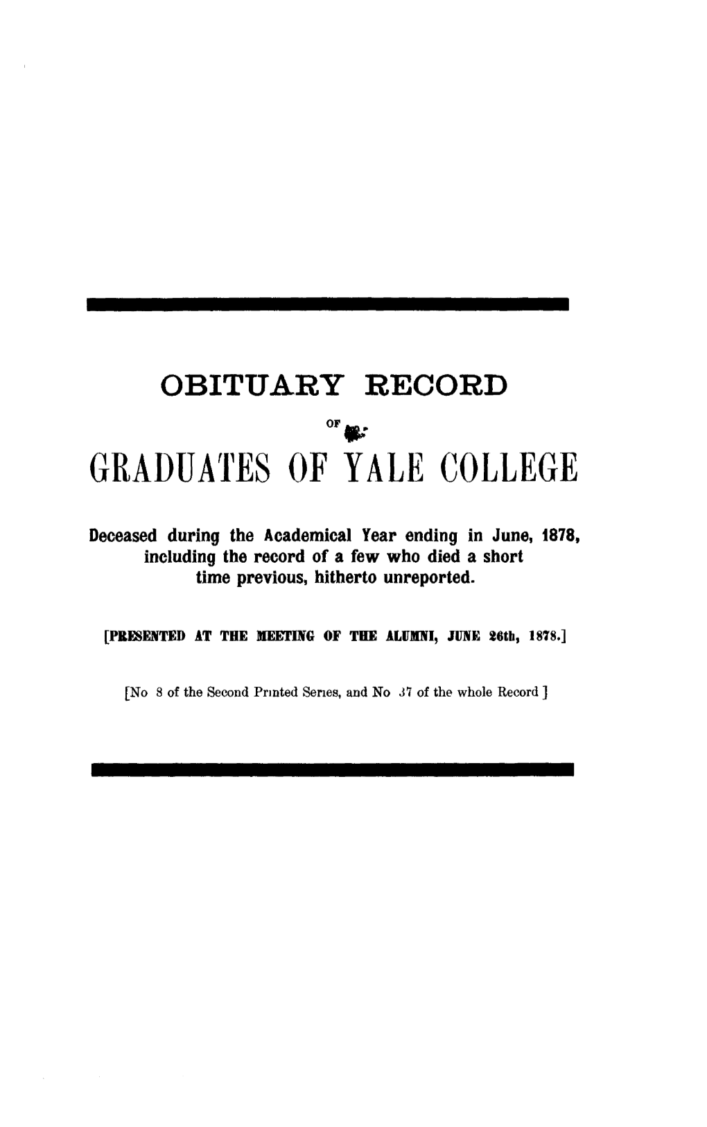1877-1878 Obituary Record of Graduates of Yale University