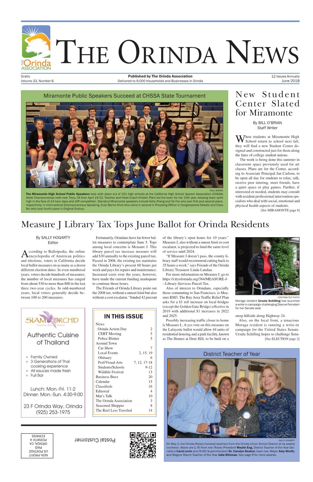 June 2018 Orinda News.Indd