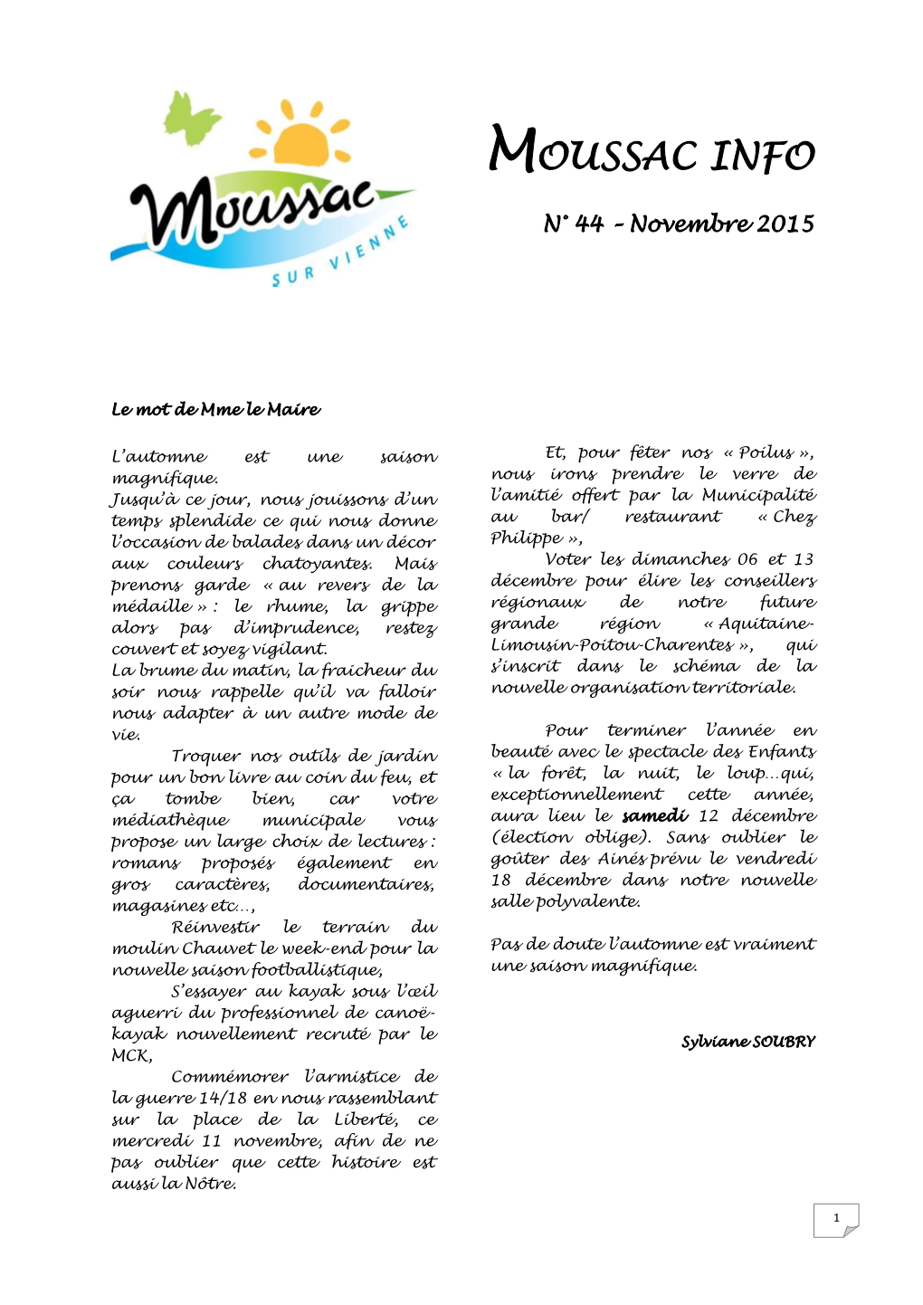 MOUSSAC INFO N°6 – Février 2009