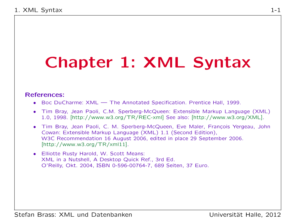 Chapter 1: XML Syntax