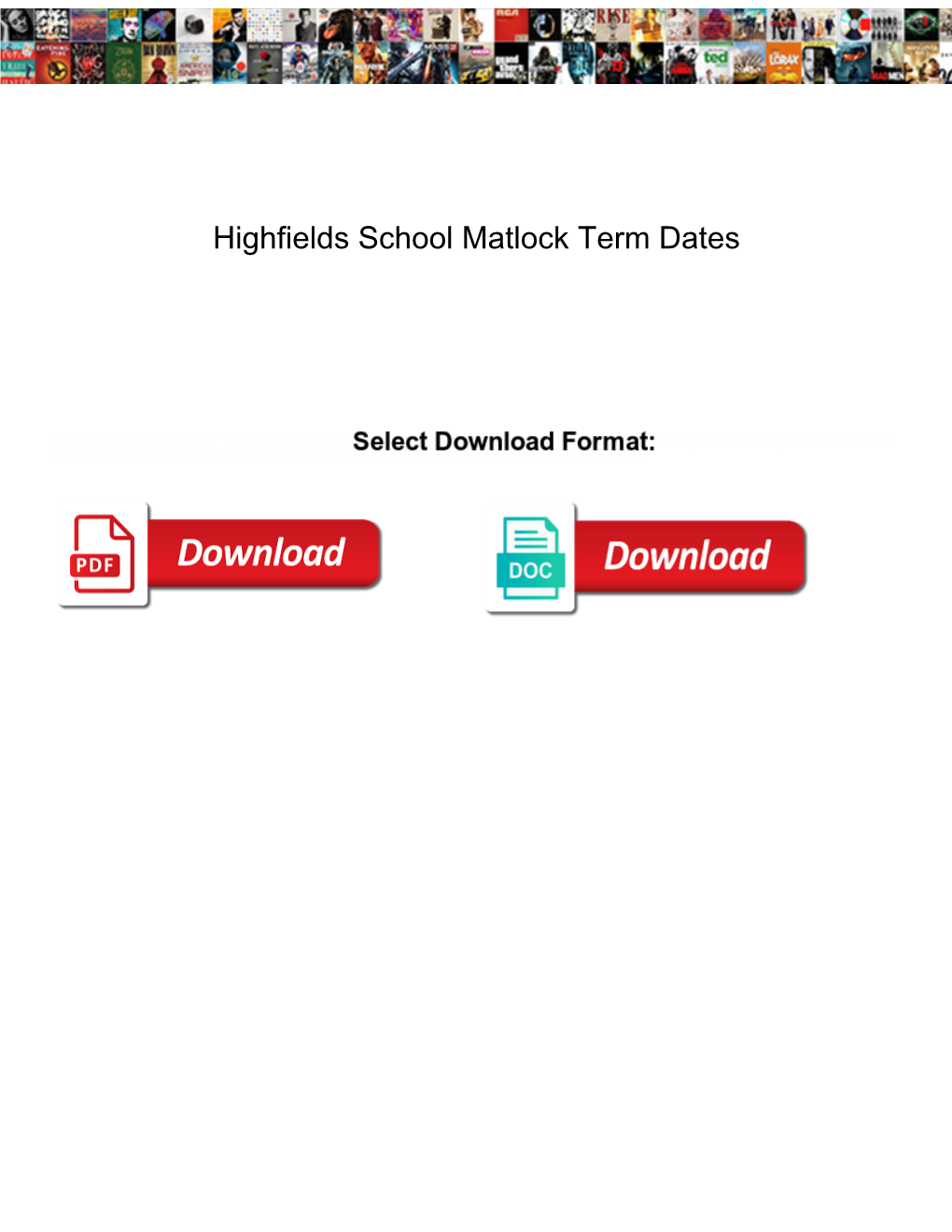 Highfields School Matlock Term Dates