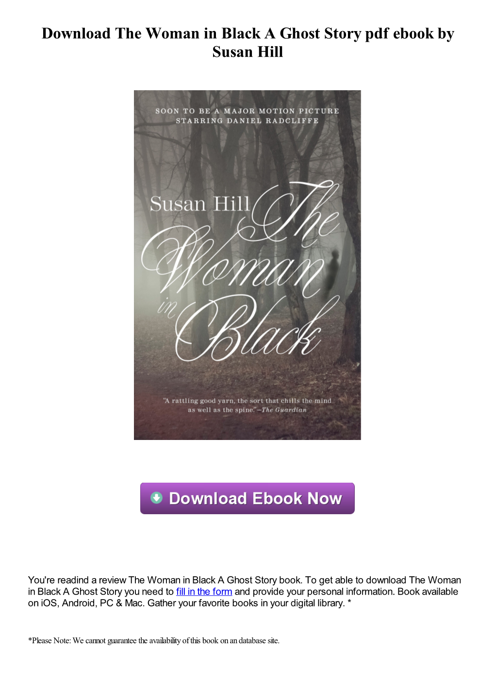 Download the Woman in Black a Ghost Story Pdf Book by Susan Hill
