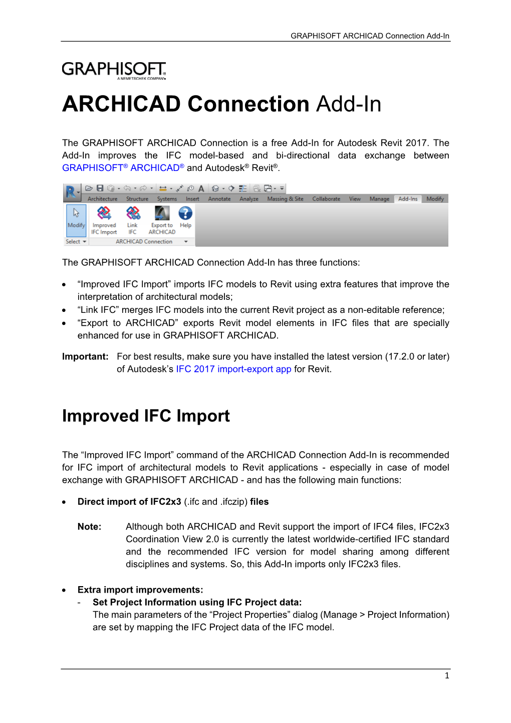 GRAPHISOFT ARCHICAD Connection Add-In