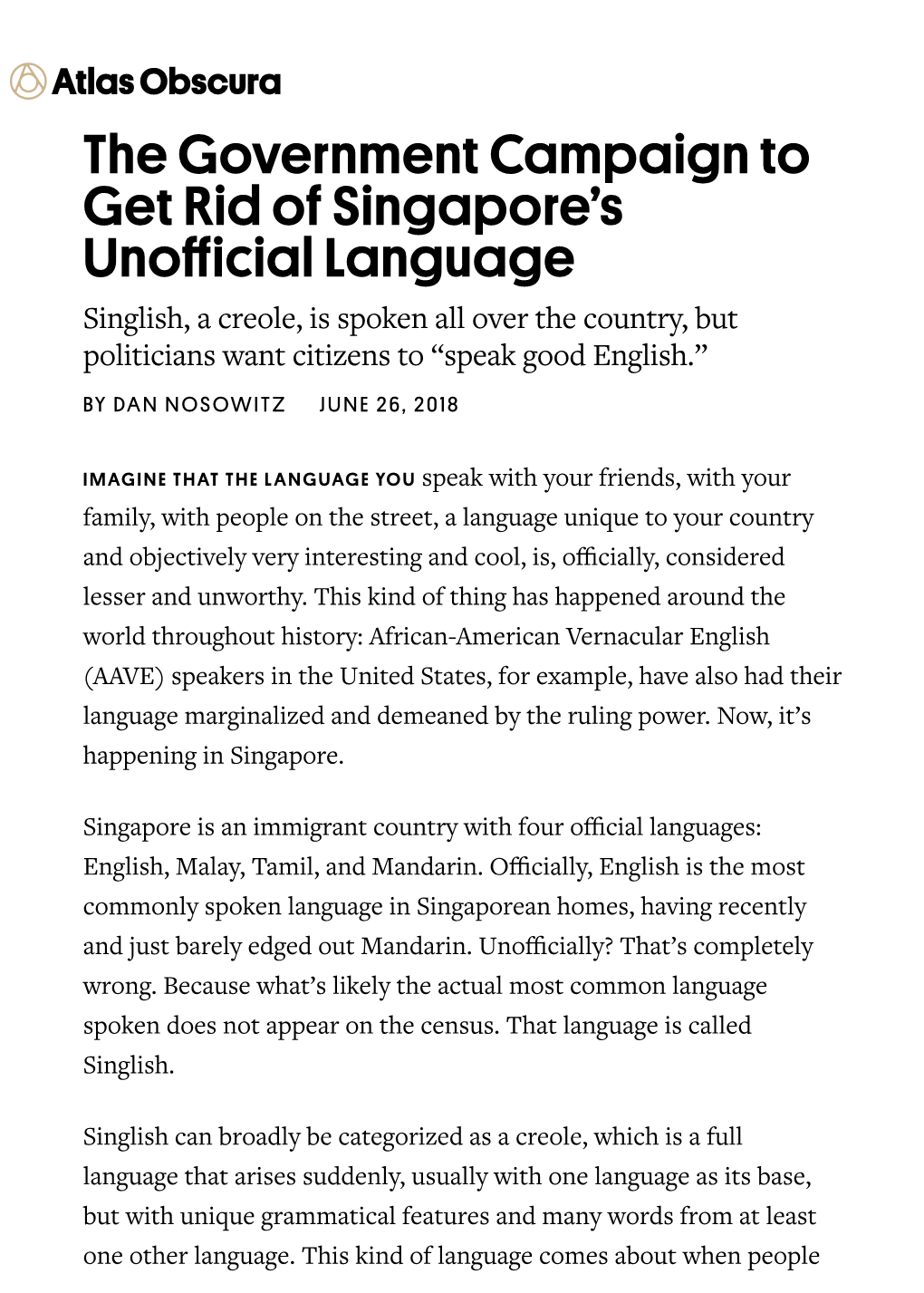 The Government Campaign to Get Rid of Singapore's