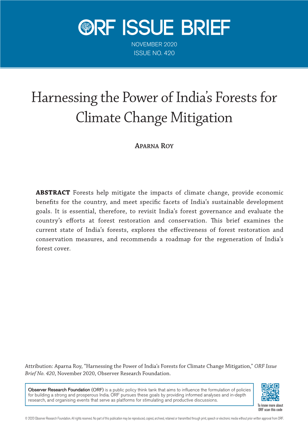 Harnessing the Power of India's Forests for Climate Change Mitigation