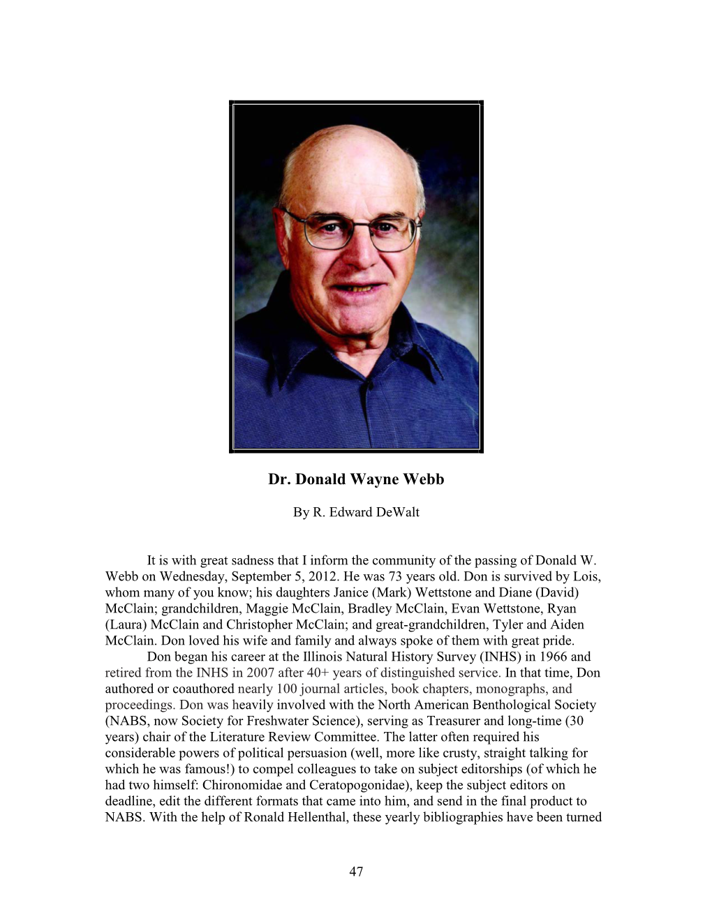 Dr. Donald Wayne Webb