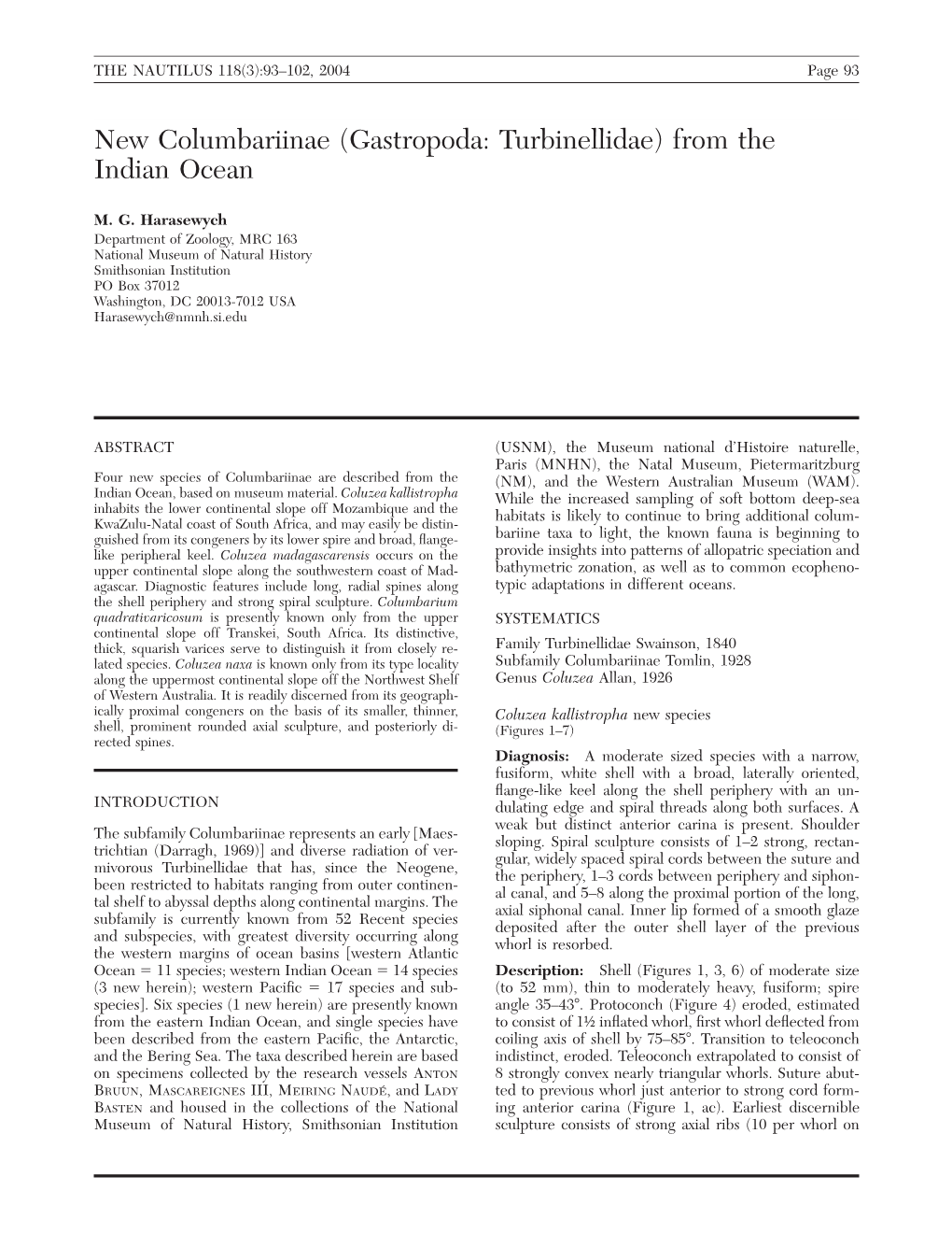 New Columbariinae (Gastropoda: Turbinellidae) from the Indian Ocean