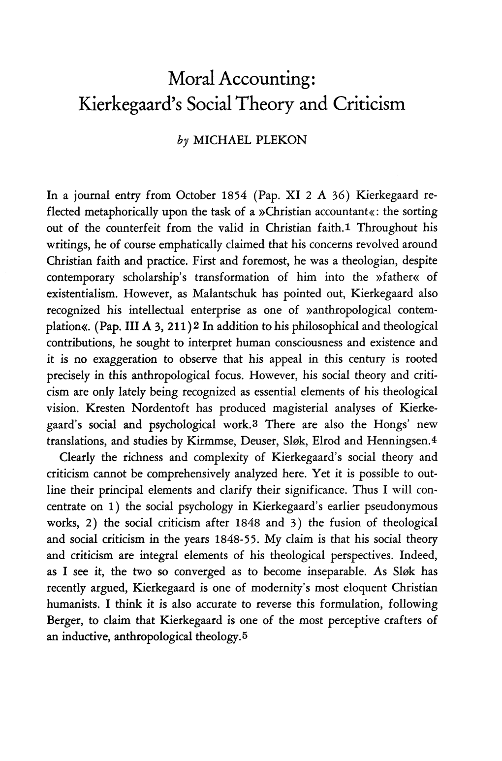 Kierkegaard's Social Theory and Criticism