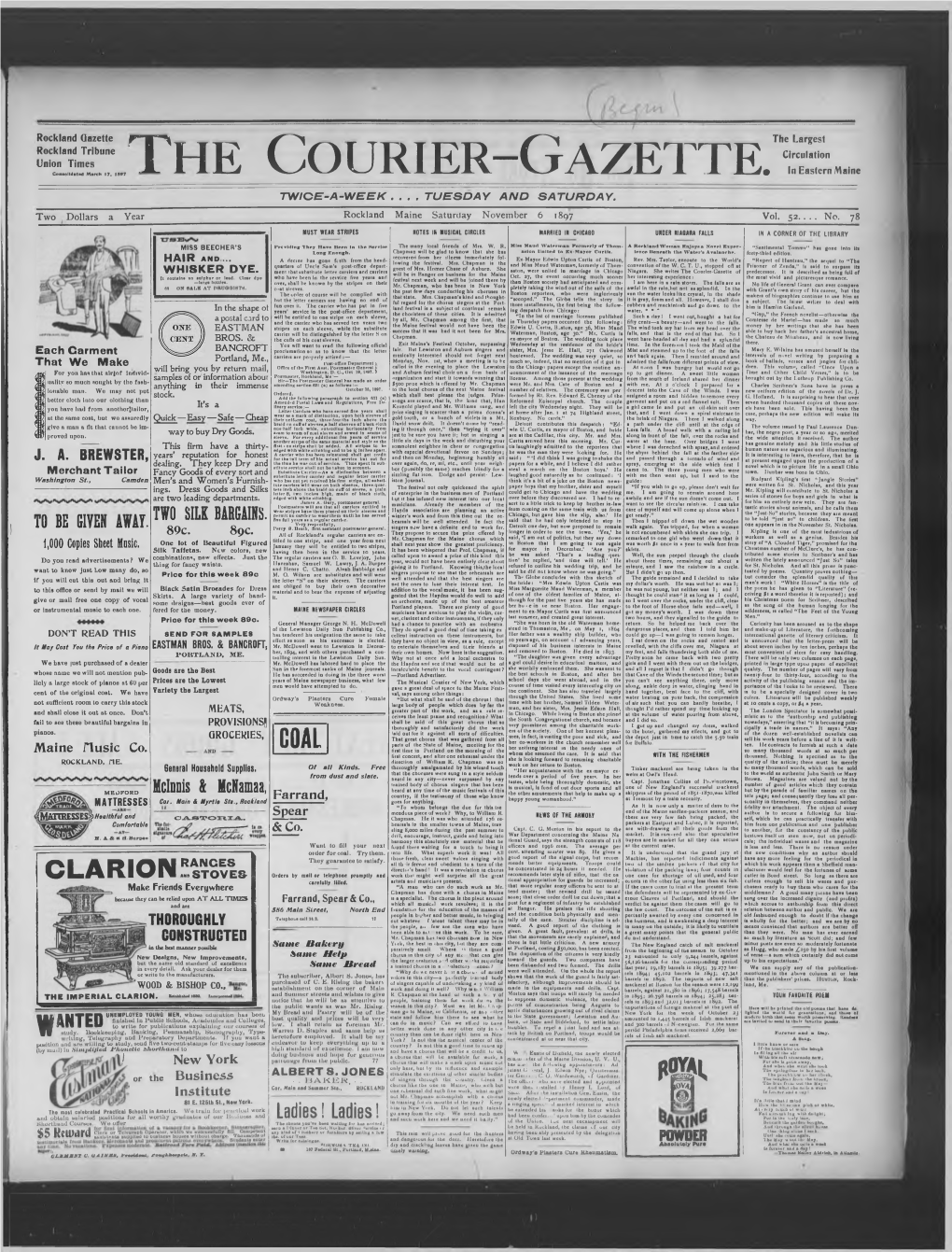 Courier Gazette : November 6, 1897