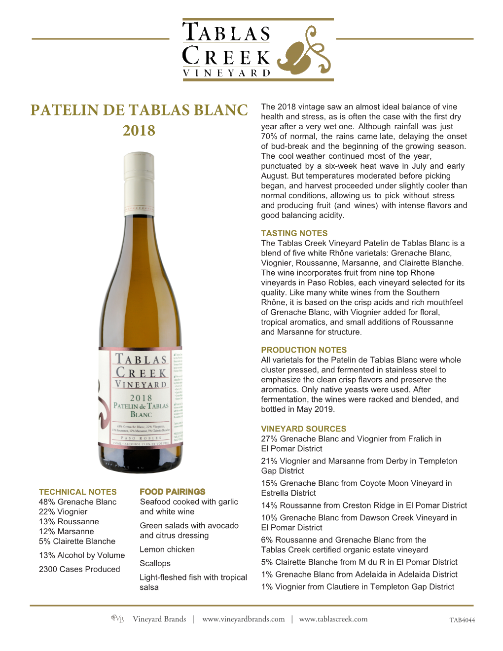 Patelin De Tablas Blanc 2018