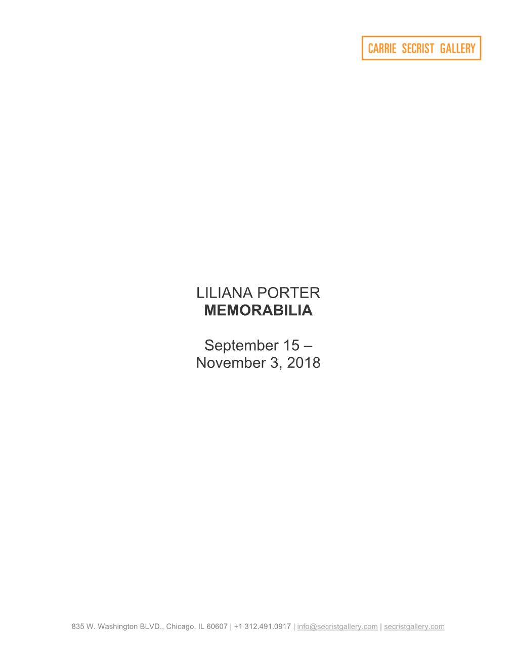 Liliana Porter Checklist