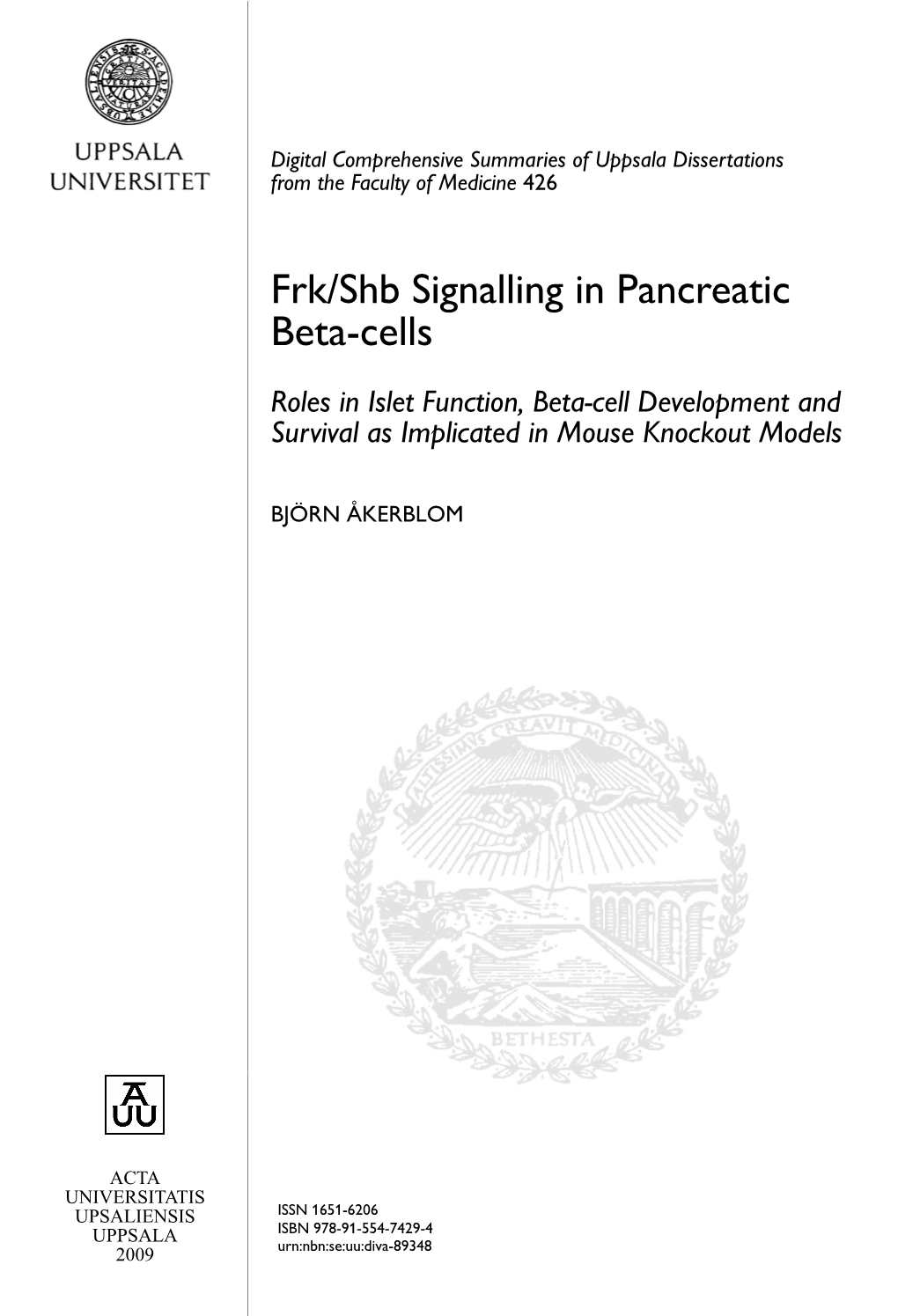 Frk/Shb Signalling in Pancreatic Beta-Cells