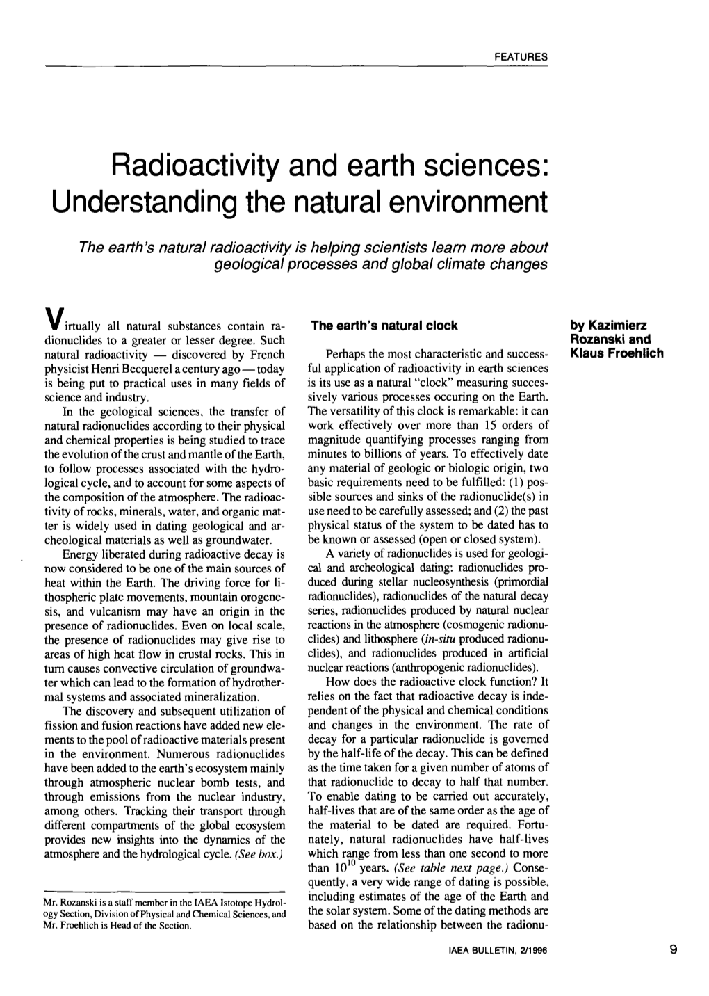 Radioactivity and Earth Sciences: Understanding the Natural Environment