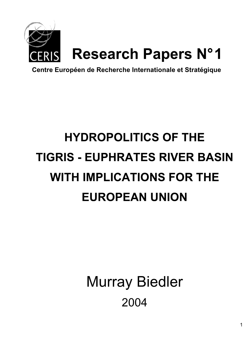 Research Papers N° 1 Murray Biedler