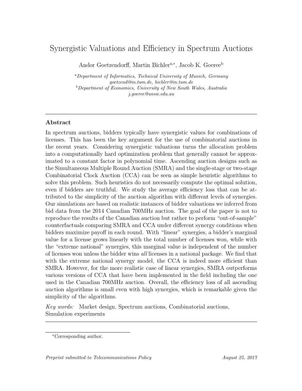 Synergistic Valuations and Efficiency in Spectrum Auctions