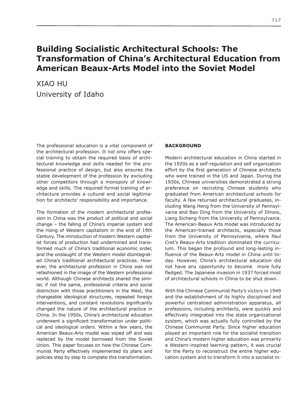 The Transformation of China's Architectural Education From