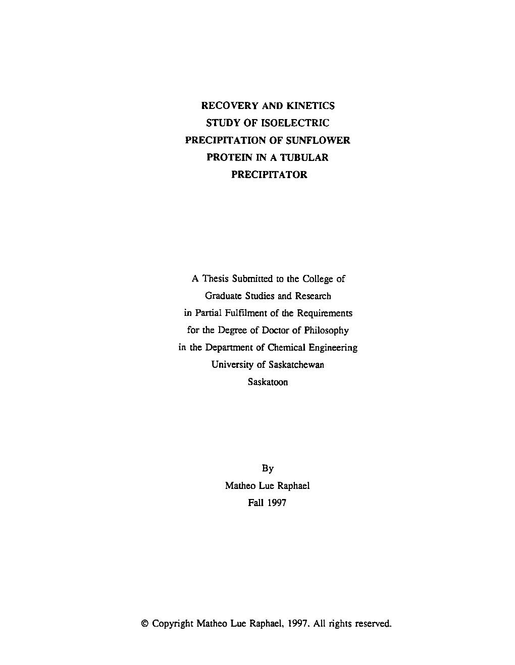 Study of Isoelectric Precipitation of Sunflower Protein in a Tubular Precipitator